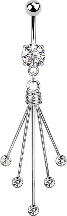 Produktbild Star Piercing Banane silber mit Anhänger fünf Kristall Nadeln silber (Chirurgenstahl 316L, ohne Messing)