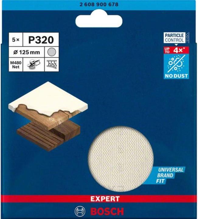 Actual product image Bosch Professional Zubehör Expert M480 sanding net for random orbital sander, 125 mm, G 320, 5 pieces (P320)
