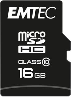 Produktbild Emtec MicroSD Card SDHC CL.10 inkl. Adapter (16 GB, microSD, U1, UHS-I)