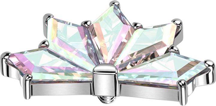 Produktbild Star Piercing Dermal Anchor Fächer silber fünf Diamant Kristalle multicolor (ohne Messing, Titan G23)