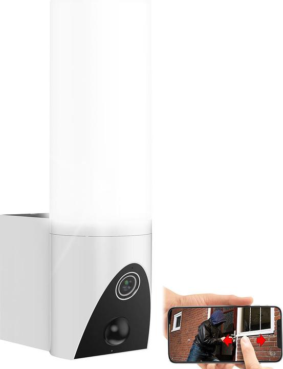 VisorTech LED-Aussenwandleuchte & WLAN-Full-HD-Kamera, PIR, Nachtsicht App, IP65 (1920 x 1080 Pixels)