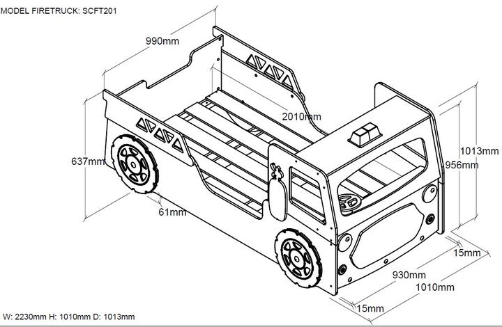 Produktbild Vipack Autobett Feuerwehr (90 x 200 cm)