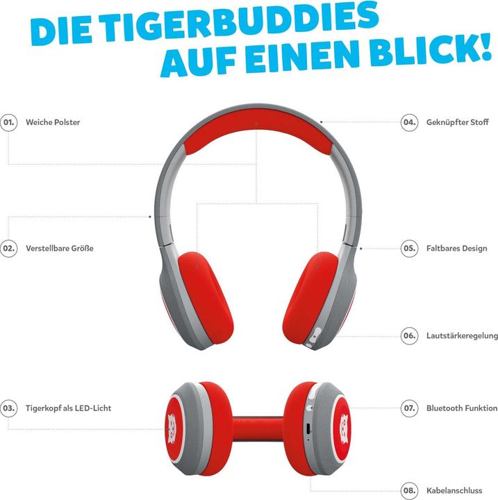 Immagine prodotto Tigermedia Cuffie per bambini tigerbuddies - Happy Red Edizione Svizzera (Tedesco, Francese, Italiano, Inglese)