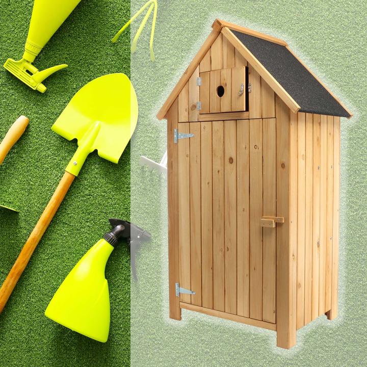 Immagine prodotto Wiltec Capanno da giardino Tetto in legno d'abete bitumato 770x540x1370mm Capanno per attrezzi Capannone