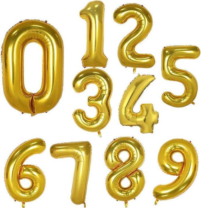 Produktbild Hermex Folienballon Zahl 2 Zahlenballon Luftballon Heliumballon Golden 81cm