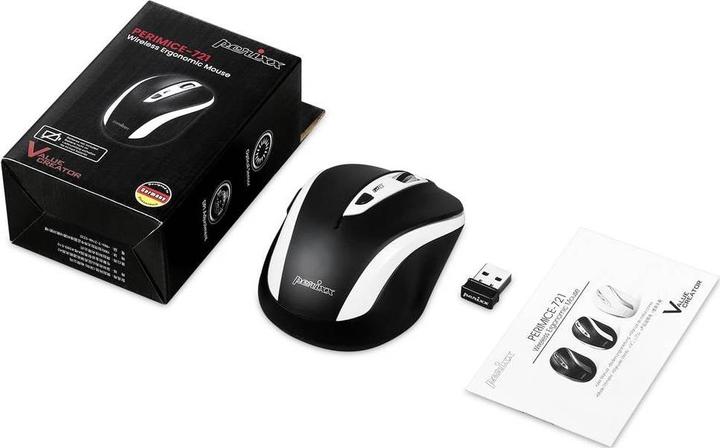 Actual product image Perixx PERIMICE-721 WB Ergonomic mouse wireless white-black 5 buttons (Wireless)