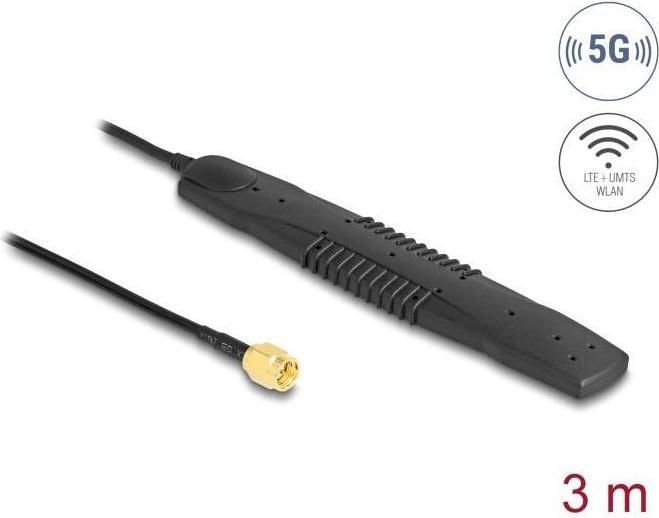 Produktbild Delock 5G LTE, WLAN Antenne SMA Stecker 2,5 dBi omnidirektional starr schwarz Klebemontage (5G, WLAN)