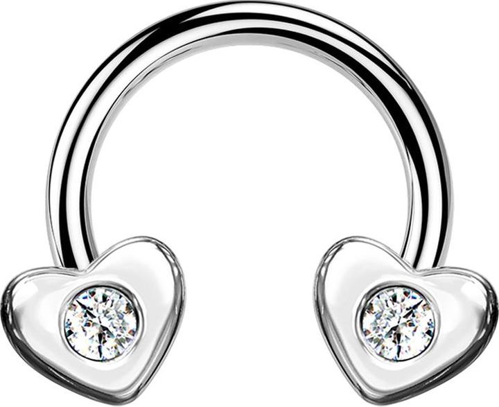 Produktbild Star Piercing Micro Circular Barbell silber Herz mit Kristall (Messing, Chirurgenstahl 316L)