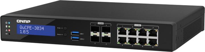 Image du produit QNAP QuCPE-3034-C3758R-16G Intel Atom C3758R 8x2.5GbE ports RJ45 et 4x10GbE ports SFP+ 2xM.2 2280 N (12 Ports)