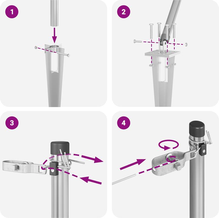 Image du produit VidaXL Piquets de clôture avec pointe 52 pièces Ø32 mm 140 cm acier galvanisé