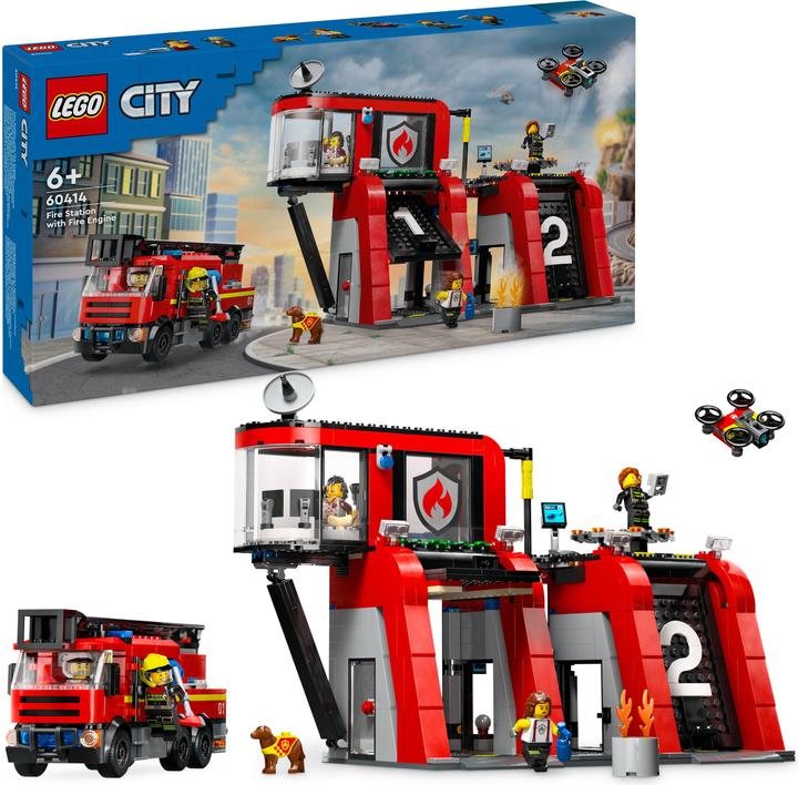 Produktbild LEGO Feuerwehrstation mit Drehleiterfahrzeug (60414, LEGO City)