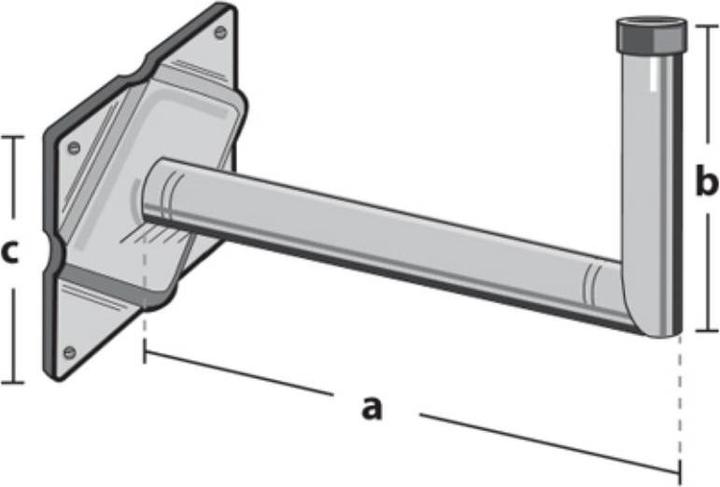 Televes WWH40HIT - Angle Wall Bracket, Galvanized, 38 mm Diameter, 40 cm Wall Distance (Plug socket)