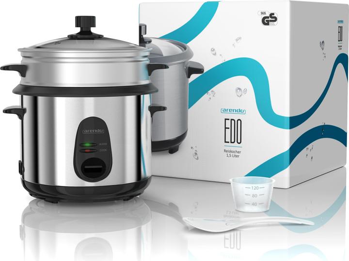 Actual product image Arendo Rice cooker 1l, 400 W, steam cooking insert, keep warm function, steamer, heat protection, with