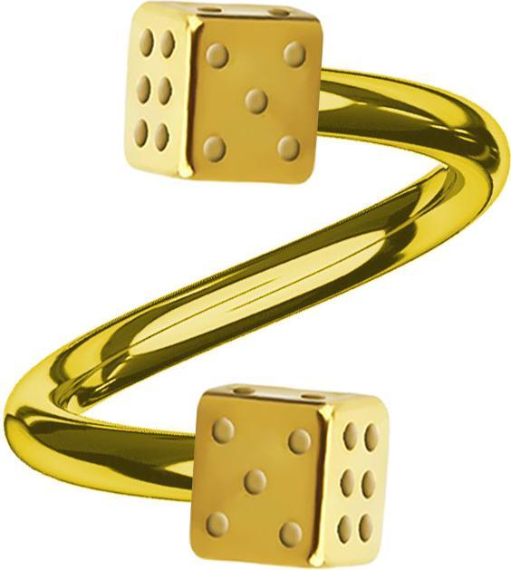 Immagine prodotto Star Piercing Micro spirale placcata in oro con due cubi (senza ottone, Acciaio chirurgico 316L)