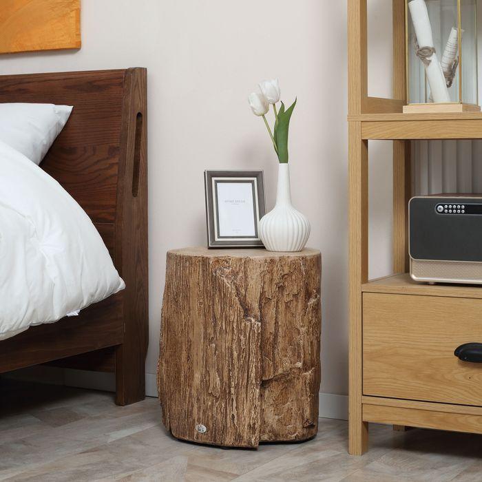 Actual product image Swisshandel24 Side table tree stump look levelling feet 37cmx37cmx43cm concrete brown (37 x 37 x 43 cm)