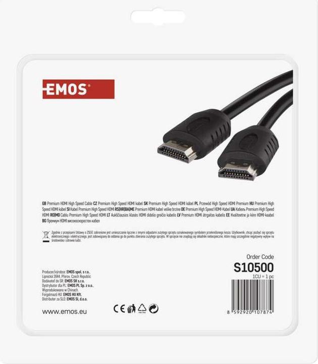 Image du produit Emos Câble HDMI haute vitesse 2.0 A mâle - A mâle 5m (5 m, HDMI)