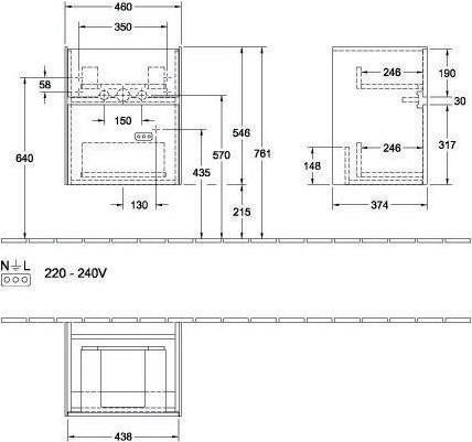Image du produit Villeroy & Boch V&B Meuble sous-lavabo COLLARO 460x546x374mm avec LED-B. Kansas Oak (46 x 37.5 x 54.5 cm)
