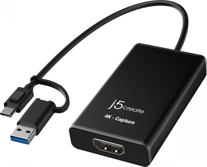 Immagine prodotto j5Create JVA11-N 4K-HDMI™-Aufnahmeadapter, Schwarz, USB 3.2 Gen 1 (3.1 Gen 1), 3840 x 2160 Pixel, Al (Android, Windows)