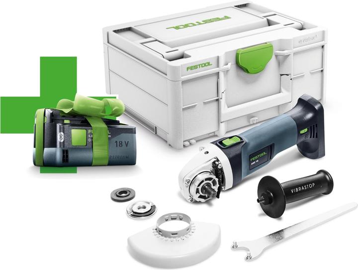 Clé à ergots KF-AGC 18, Écrou de serrage rapide QRN-AGC 18, Bride BF-AGC 18, Pack de batteries BP 18 Li 5,0 ASI, Poignée supplémentaire VIBRASTOP, Capot de protection SH-AGC 18, Systainer SYS3 M 187