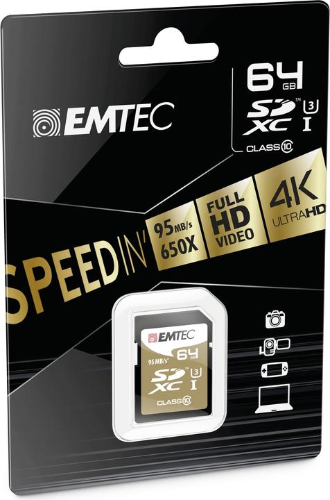 Immagine prodotto Emtec SDHC UHS1 U3 Speedin (64 GB, SDXC, U3, UHS-I)