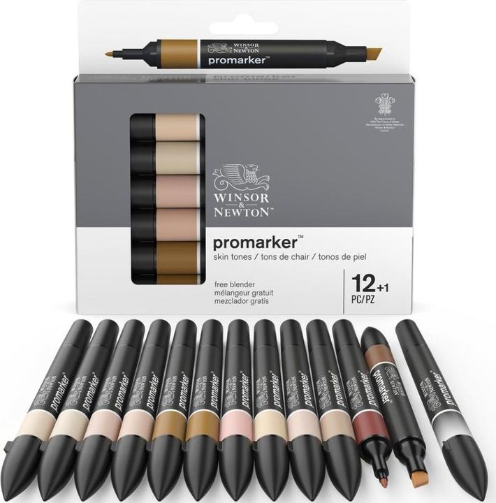 Actual product image Winsor & Newton Promarker skintones set 12+1pcs (Black, 13 x)
