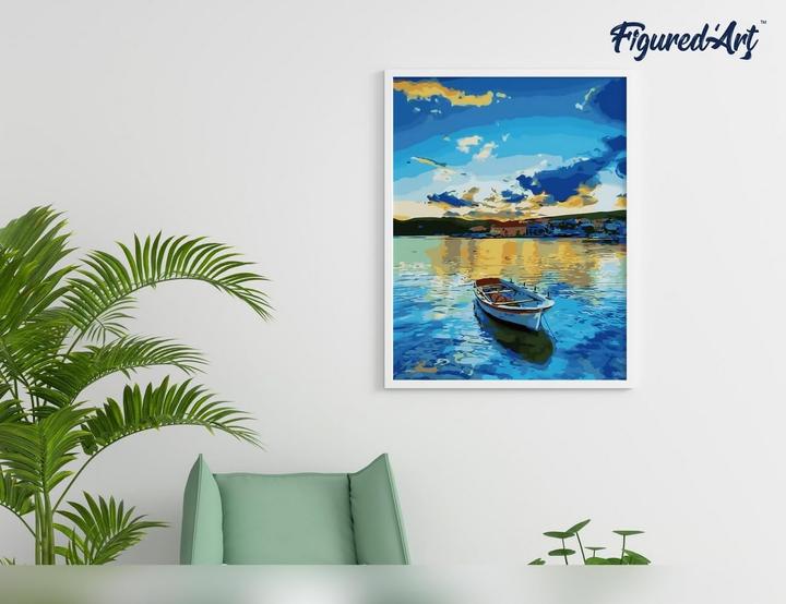Produktbild Figured'Art Malen nach Zahlen - Boot und Sonnenaufgang