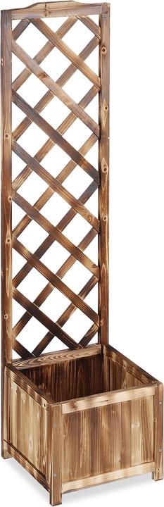 Actual product image Relaxdays Flamed Planter Box with Trellis (38 cm, 38 cm)