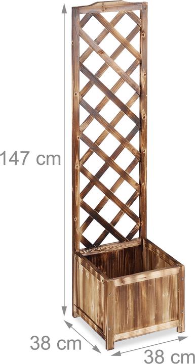 Actual product image Relaxdays Flamed Planter Box with Trellis (38 cm, 38 cm)