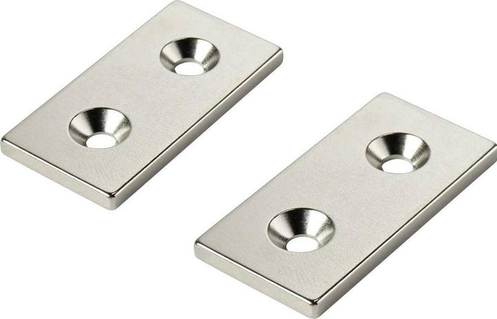 Actual product image Tru Components W40L20T3-2M4 Permanent Magnet Rectangular (L x W x H) 40 x 20 x 3 (1 x)