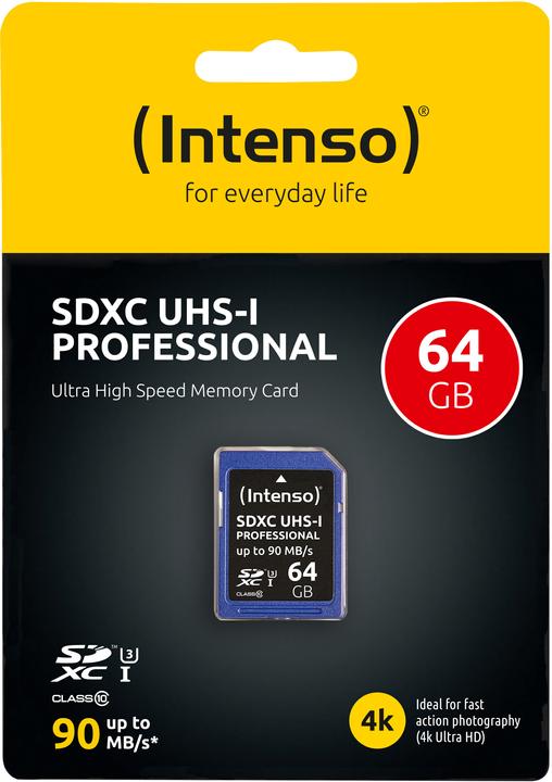 Actual product image Intenso SDXC card (64 GB, SDXC, U1, UHS-I)