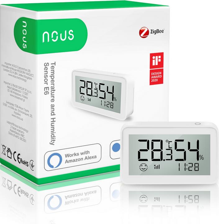 Productafbeelding Nous Slimme LCD Temperatuur- en Vochtigheidssensor E6 ZigBee