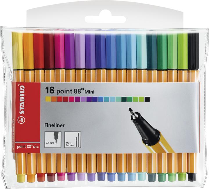 Produktbild STABILO point 88 Mini Fineliner (Mehrfarbig, 18 x)