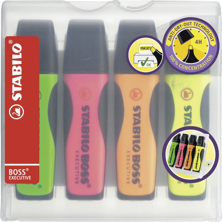 Produktbild STABILO BOSS EXECUTIVE Textmarker (Pink, Gelb, Grün, Orange, 5 mm)