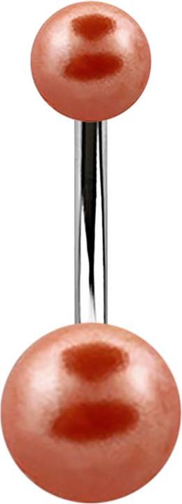 Produktbild Star Piercing Banane silber mit zwei Perlenkugeln orange (ohne Messing, Chirurgenstahl 316L)