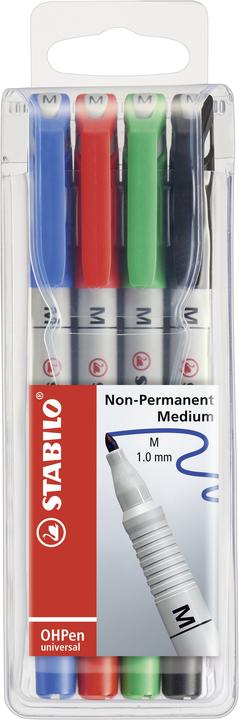Actual product image STABILO OHPen universal foil pen water-soluble (Green, Blue, Red, Black, 1 mm, 4 x)