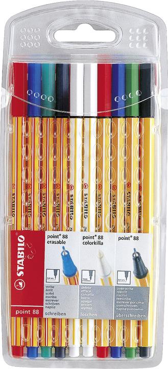 STABILO point 88 erasable Fineliner mit löschbarer Tinte (Mehrfarbig, 10 x)