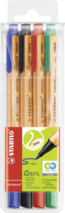 Image du produit STABILO Stylo feutre écologique GREENpoint (Rouge, Noir, Vert, Bleu, 4 x)