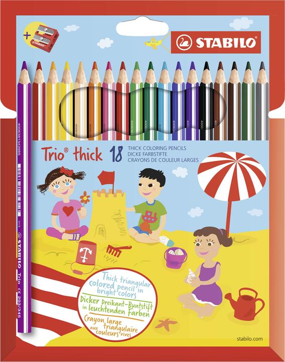 Produktbild STABILO Trio dick Dreikant-Buntstift mit Spitzer (Mehrfarbig, 18 x)