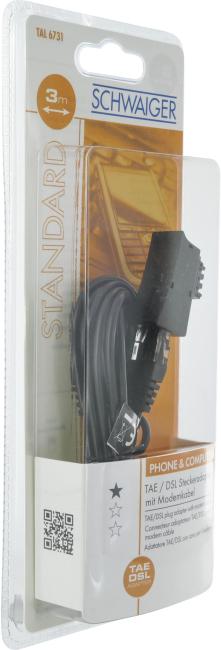 Image du produit Schwaiger Adaptateur de prise TAE/DSL avec câble de modem