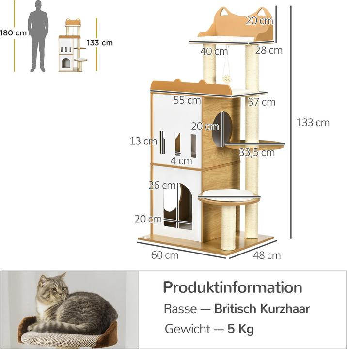 Produktbild Jamb Kratzbaum (133 cm, Eiche+Weiss)