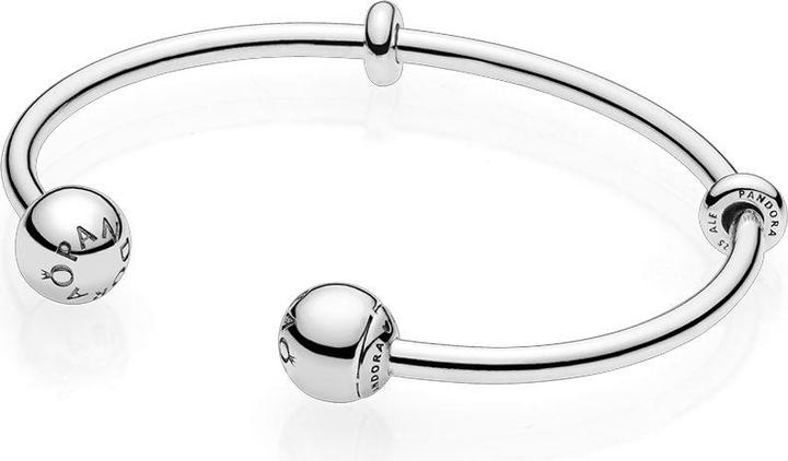 Actual product image Pandora Logo Bangle with ball clasp (17.50 cm, Silver)