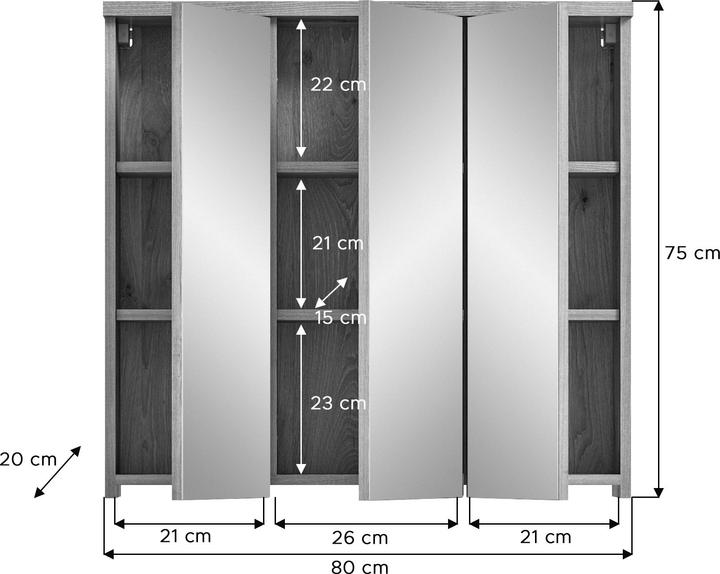 Actual product image Xonox Home Grado mirror cabinet (80 x 20 x 75 cm)