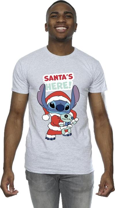 Actual product image Disney Mens Lilo & Stitch Santa's Here T-Shirt (S)
