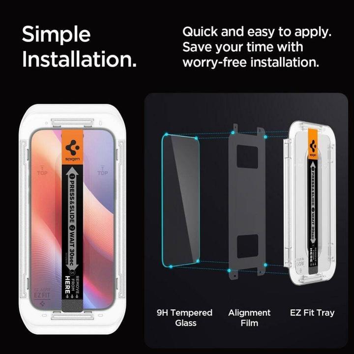 Actual product image Spigen Glas.TR EZ Fit (2 Piece, Apple iPhone 16 Pro Max)