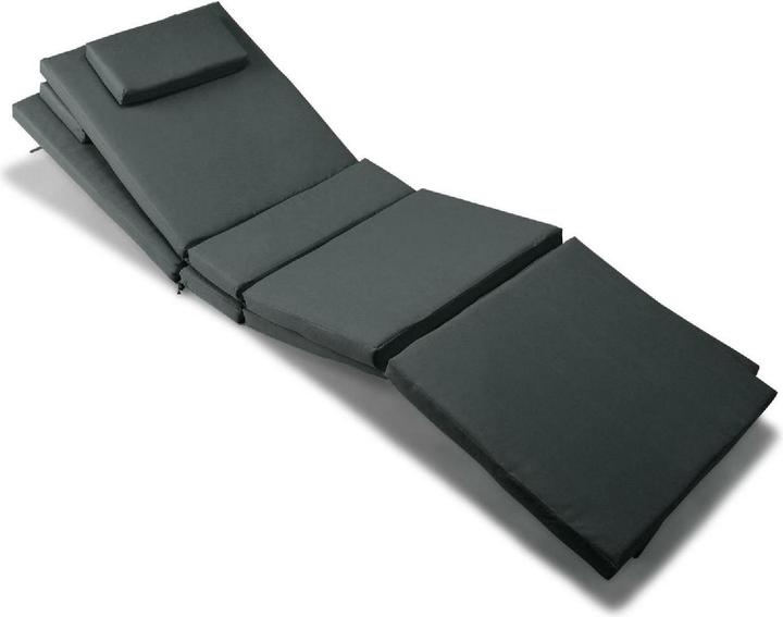 Actual product image VCM 2x Liegenauflage Polster für Gartenliege Kopfkissen Anthrazit (188 cm)