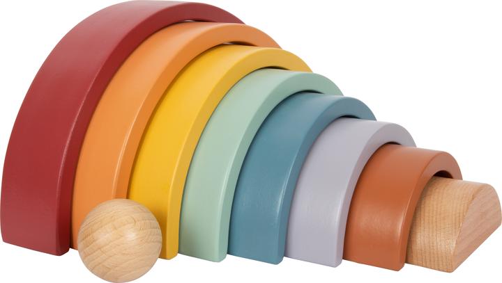 Actual product image small foot Wooden Building Blocks Rainbow "Safari