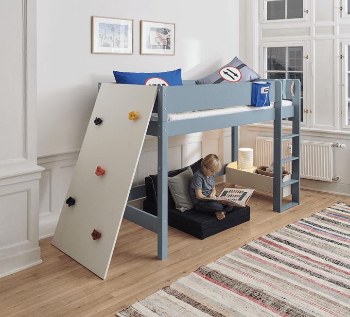 Actual product image Manis-h Manis h ASK middle loft bed with slatted frame Snow white climbing wall (90 x 200 cm)