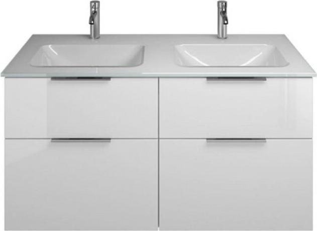 Produktbild burgbad Eqio Glas-Doppelwaschtisch inklusive Waschtischunterschrank, Breite 1220 mm
