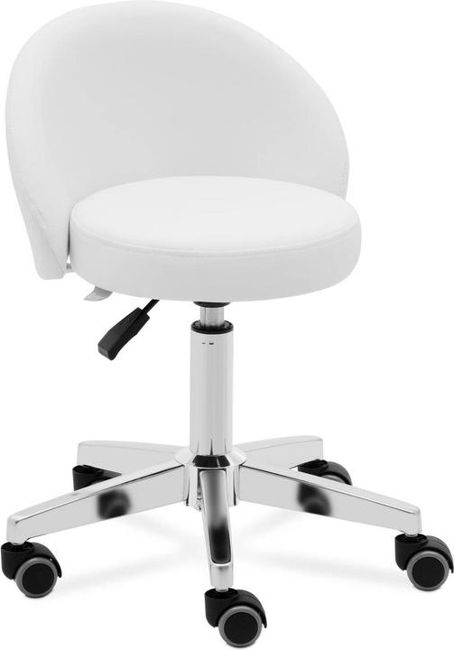 Produktbild Physa Rollhocker mit Lehne Friseurhocker Kosmetikhocker höhenverstellbar 150 kg weiss