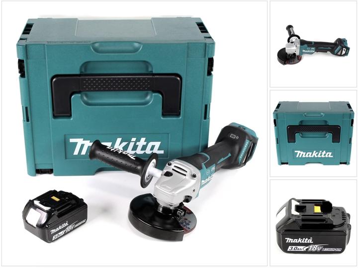 Actual product image Makita DGA 517 F1J Cordless angle grinder 18 V 125 mm brushless + 1x rechargeable battery 3.0 Ah + Makpac (125 mm)